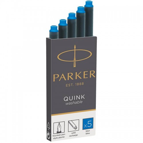 Синие неводостойкие картриджи Parker (Паркер) Quink Cartridges Washable Blue 5 шт в Омске

