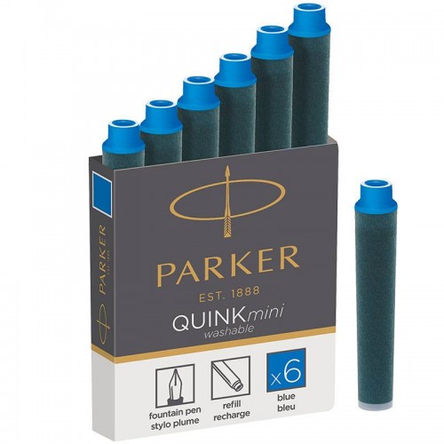 Синие неводостойкие картриджи Parker (Паркер) Quink Mini Cartridges Washable Blue 6шт в Омске
