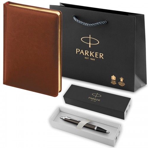 Набор Parker IM Core Dark Espresso CT из шариковой ручки и ежедневника коричневого цвета в Омске
