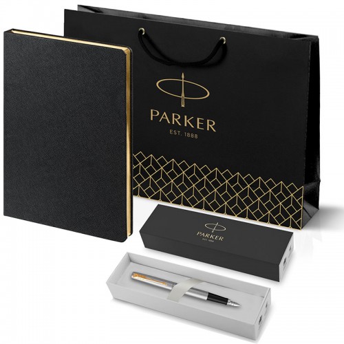 Набор Parker Jotter Stainless Steel GT из перьевой ручки и черного ежедневника недатированного в Омске