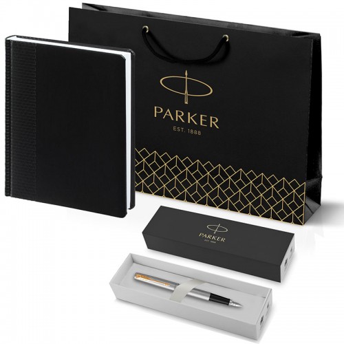 Набор Parker Jotter Stainless Steel GT из перьевой ручки и ежедневника черного цвета в Омске