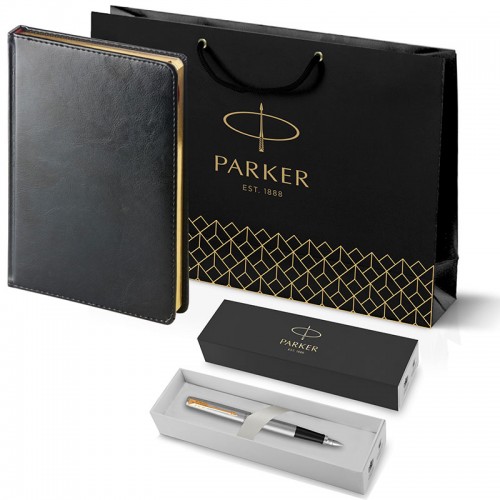 Набор Parker Jotter Stainless Steel GT из перьевой ручки и черного ежедневника в Омске