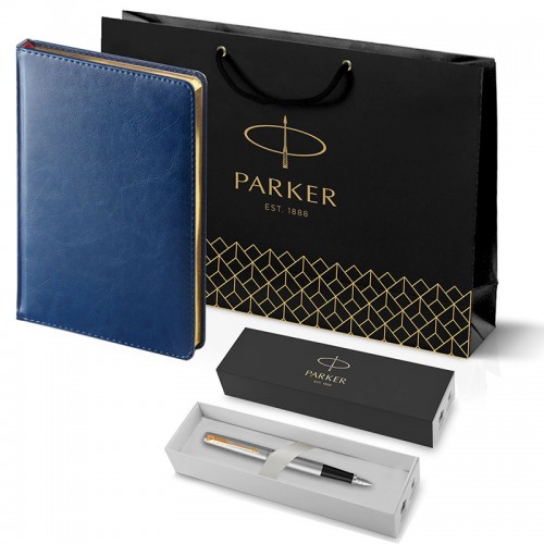 Набор Parker Jotter Stainless Steel GT из перьевой ручки и синего ежедневника недатированного в Омске