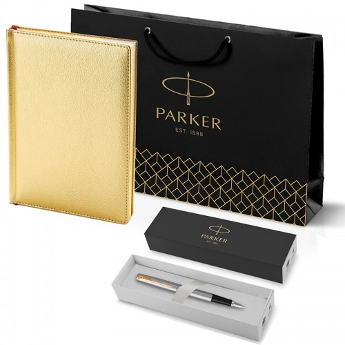 Набор Parker Jotter Stainless Steel GT из перьевой ручки и золотого ежедневника недатированного в Омске