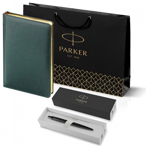 Набор Parker Jotter XL SE20 Monochrome Black из шариковой ручки и ежедневника зеленого цвета в Омске