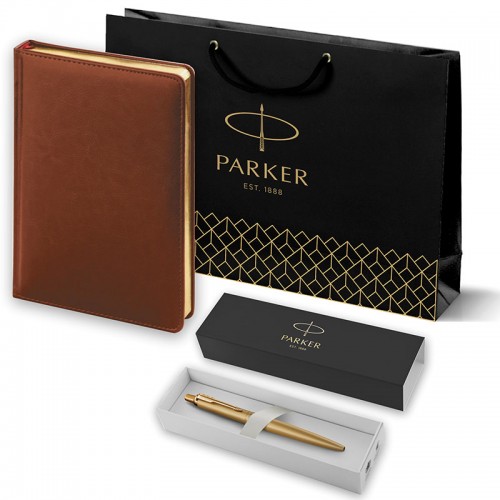 Набор Parker Jotter XL SE20 Monochrome Gold из шариковой ручки и ежедневника коричневого цвета в Омске