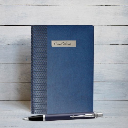 Набор Parker IM Metal Blue CT из шариковой ручки и ежедневника синего цвета в Омске