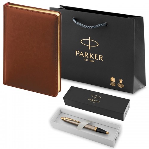 Набор Parker IM Brushed Metal GT из шариковой ручки и ежедневника коричневого цвета в Омске